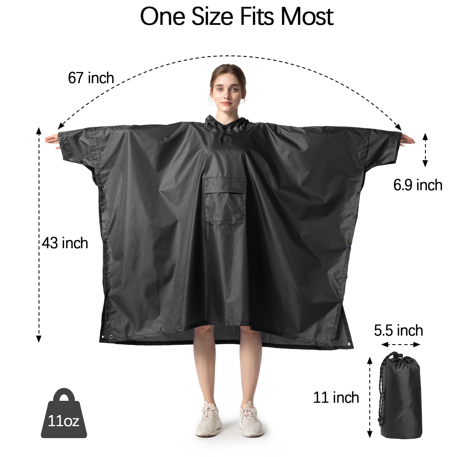 NUUR Poncho de Lluvia para Mujer, Capa de Lluvia para Moto, Chubasquero de Fibra de poliéster, Impermeable, Parka, Ropa de Lluvia, Capa de Lluvia
