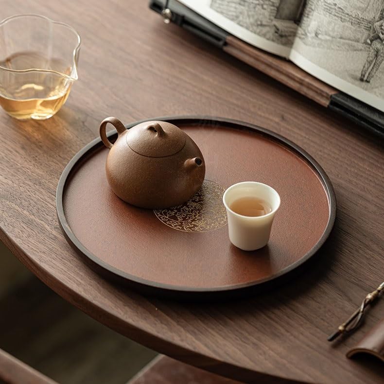 Bandeja para Servir té, Bandeja para té seco Chino, Juego de té pequeño, Bandeja para Guardar Tazas de té, Soporte de Madera para Comer en el Regazo (C)