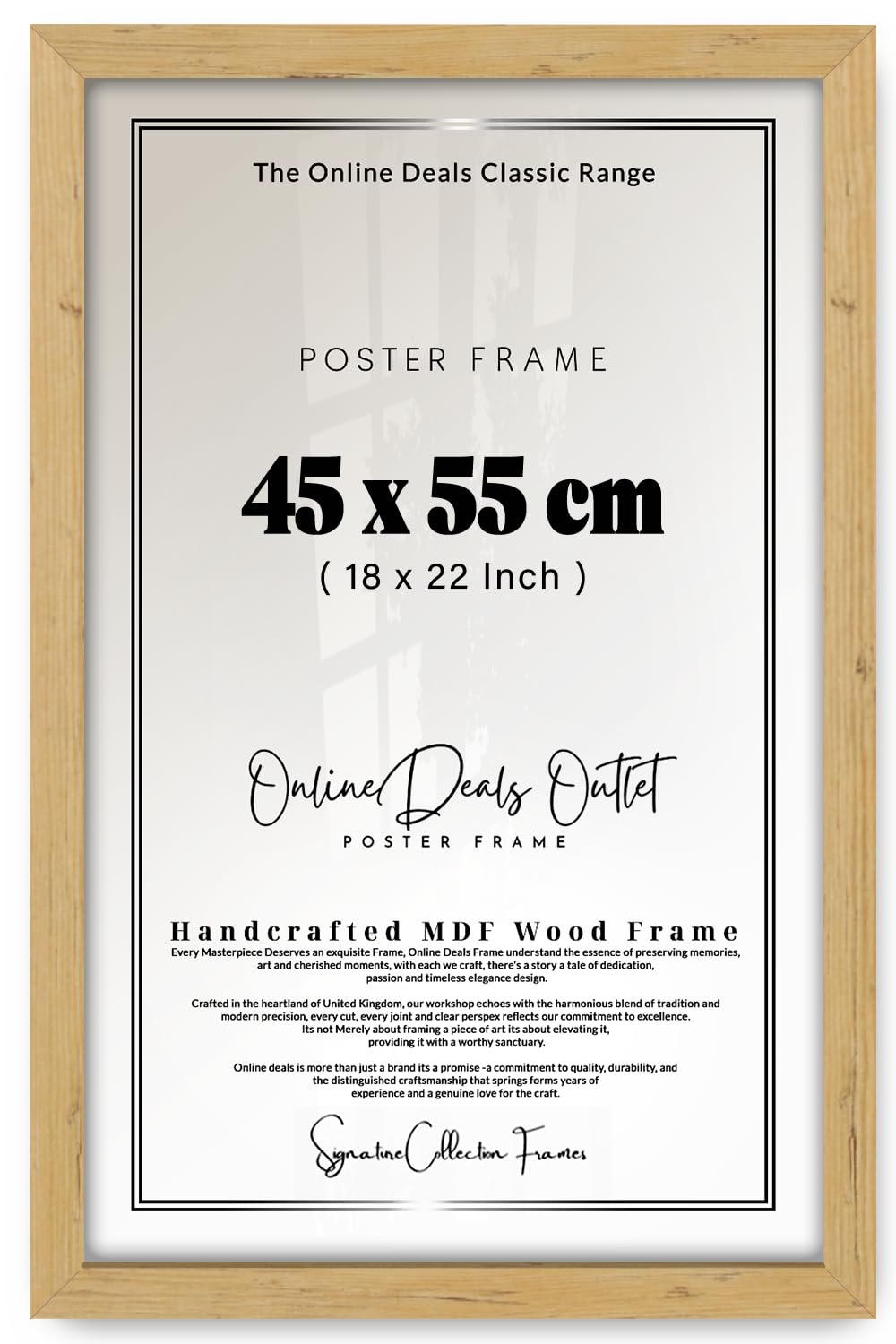 Online Deals | MDF Poster Frame (45 x 55 CM) 45 for Cultural Artifacts, Religious Prints & Vintage Art, Stylish MDF Wood Finish, Easy Hanging Hooks [ Pine ]