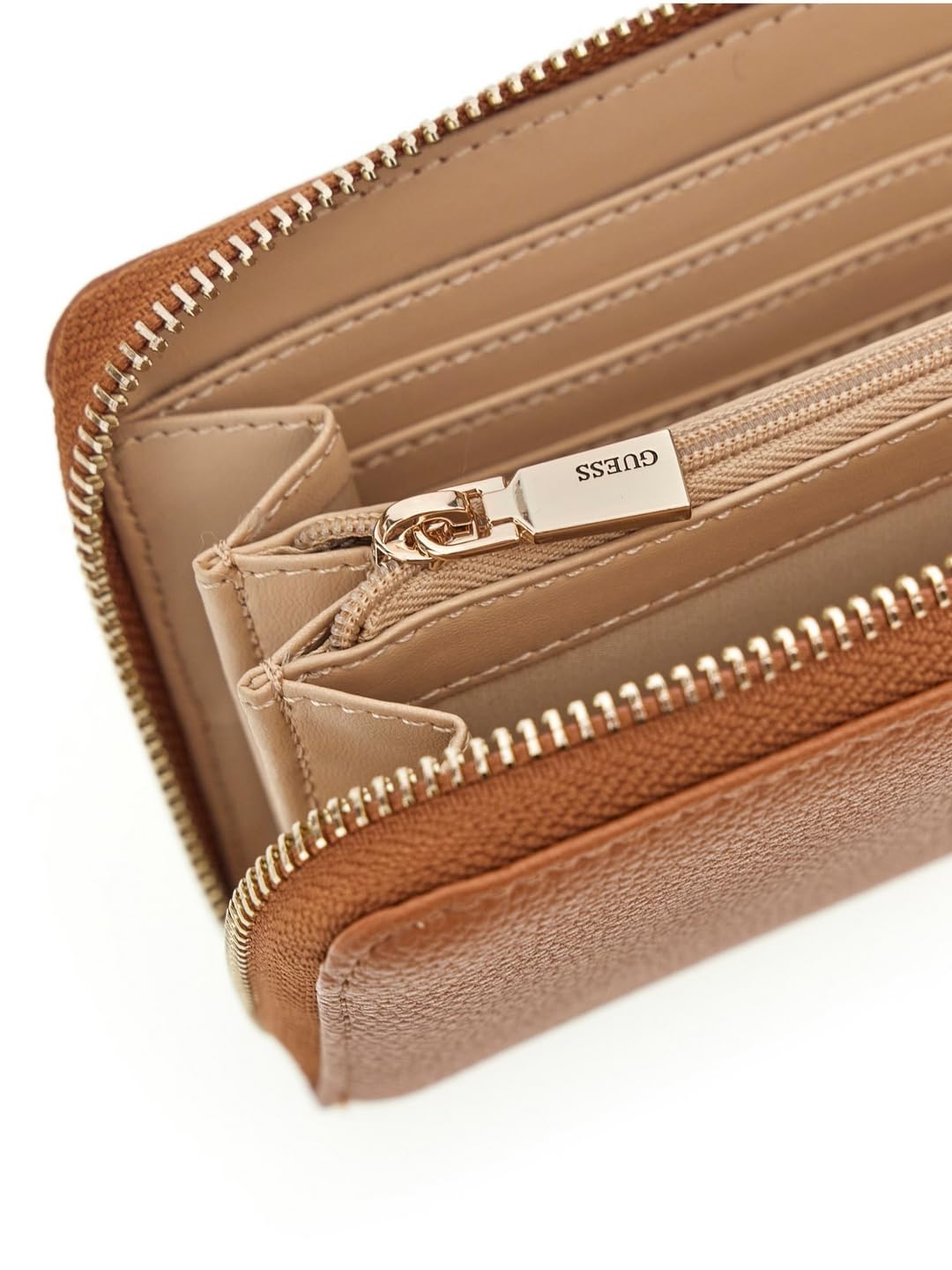 GUESS Monedero Laurel II SLG Large Zip Around Wallet Cognac marrón