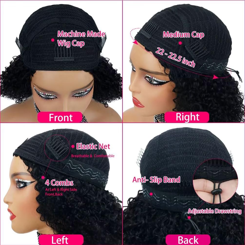 VIPbeauty Burmese Curly Half Wig Human Hair 200 Density 3 In 1 Seamless Flip Over Glueless Wear and Go Beginner Friendly 16A Brazilian Virgin Burmese Curly Wig Human Hair Drawstring Headband 20 Inch