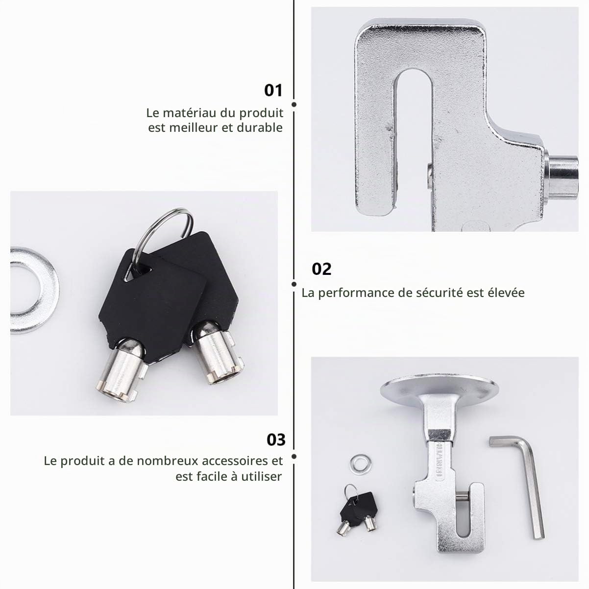 Wakauto Serrure d'Embrayage de Voiture - Verrouillage d'Accélérateur et de Frein - Dispositif Antivol Intérieur et Extérieur