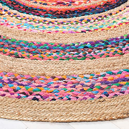 Image of Jute Braided Natural Rug Hand Woven & Reversible for Living Room Kitchen Entryway Rug, Jute Burlap Braided Rag Rug, Farmhouse Rag Rug, Rustic Rug (singlewhite, 210cm)