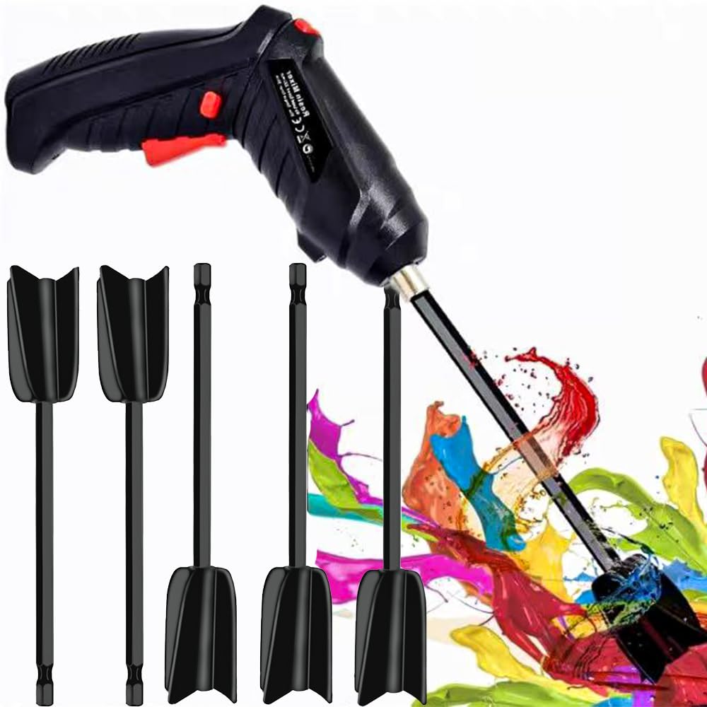 6 pezzi agitatori in resina epossidica per 1/4 trapano, agitatore riutilizzabile per pittura epossidica