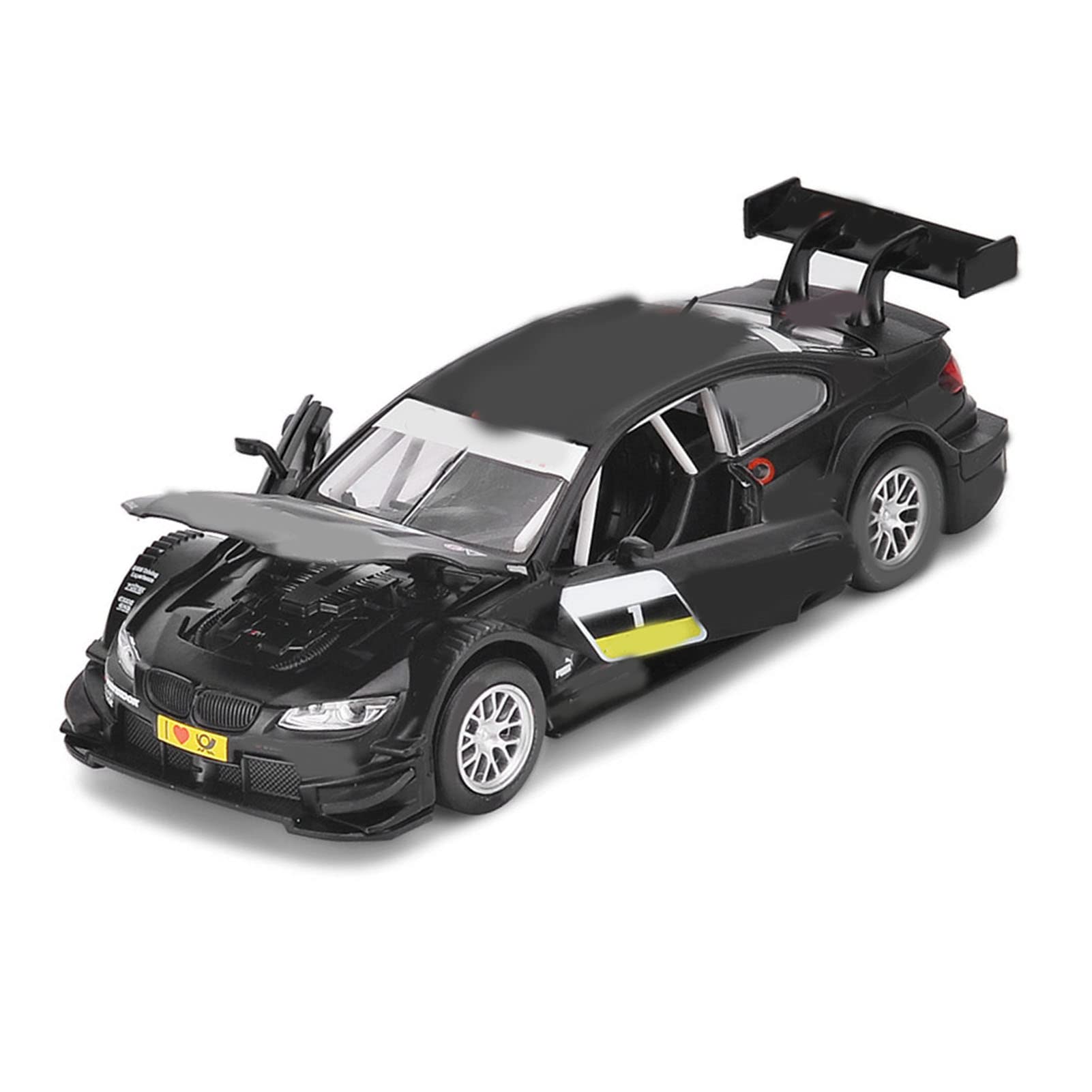 Wakects Auto Giocattolo con Luci Modello di Auto in Lega e Plastica Giocattolo 1:32 Porte di Apertura Luce Sonora Veicolo Statico Dinamico a Doppia modalità per Ragazzi Ragazze Bambini (BLACK)