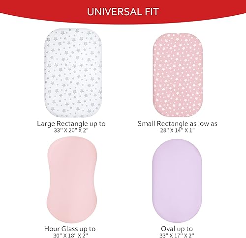 Miniatura 4 de Juego de sábanas de moisés para bebé, ajuste universal para colchón ovalado, reloj de arena y rectangular, color rosa