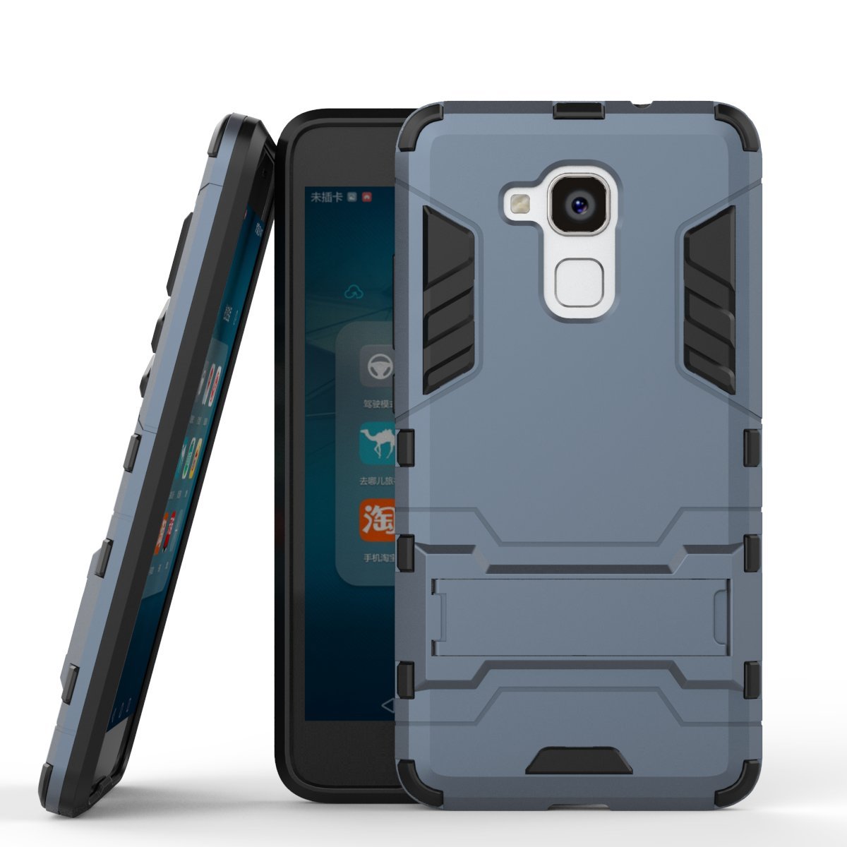 Funda Huawei Honor 9, MHHQ 2in1 Armadura Combinación A Prueba de Choques Heavy Duty Escudo Cáscara Dura PC + Suave TPU Silicona Rubber Case Cover con soporte para Huawei Honor 9 -Black Plus Gray — view 17