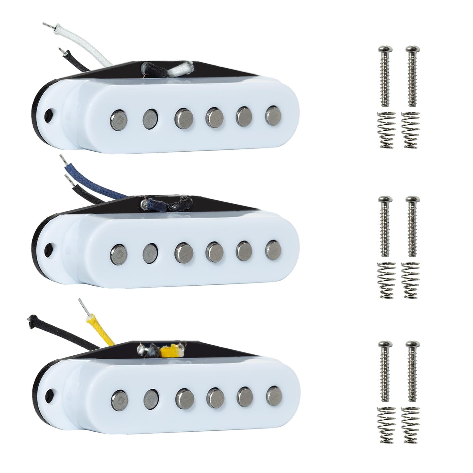 Pro ST-60S Staggered Alnico 5 pojedyncza cewka szyjka/50 mm środkowy / 50 mm mostek/52 mm zestaw przetworników do gitary elektrycznej w stylu Strat, biały