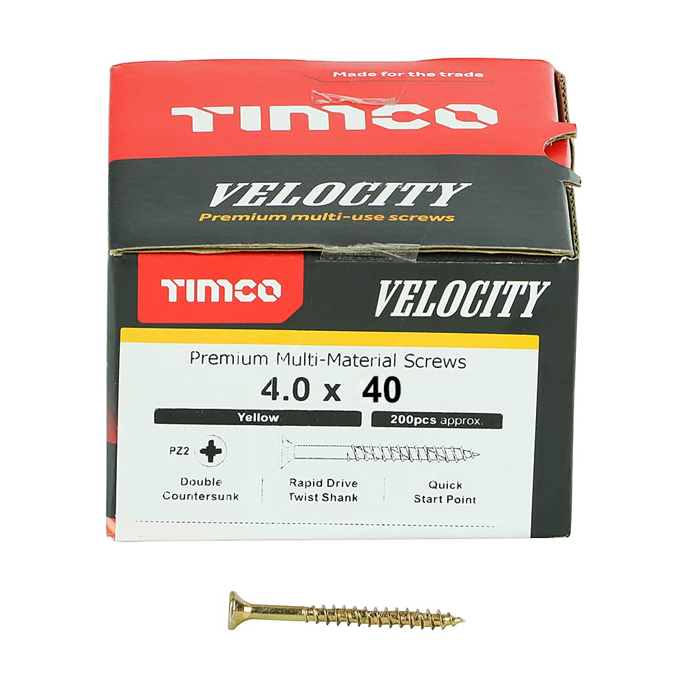 TIMCO- 4.0 x 40 Velocity Premium Multi-Use Screws - PZ - Double CSK [200/box]
