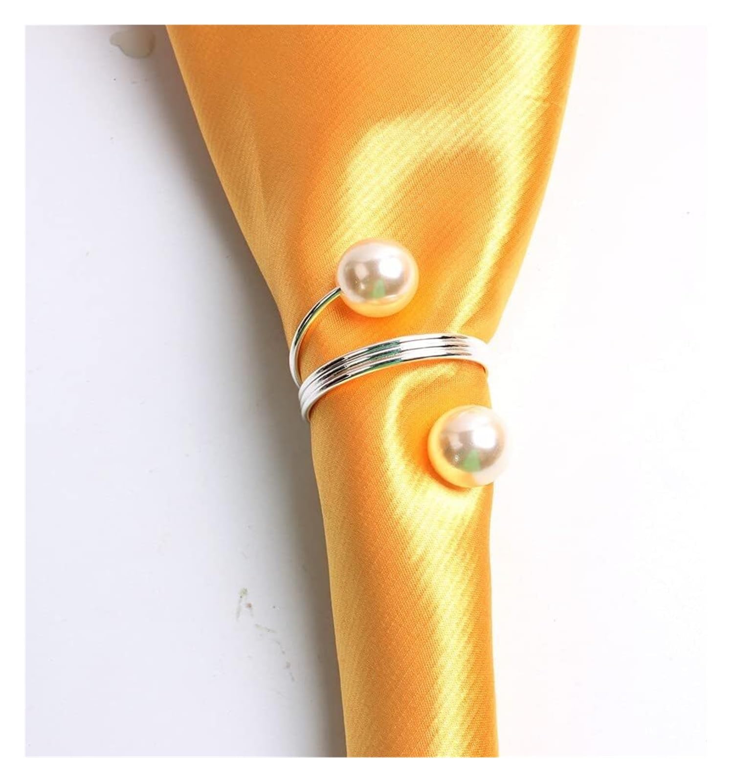 Hebilla de Metal servilletero servilletero Anillo, 12 Piezas de Hebillas de Mantel de Boda con Perlas de Primavera for decoración de Hotel, Anillos de Toalla de Papel(Silver)