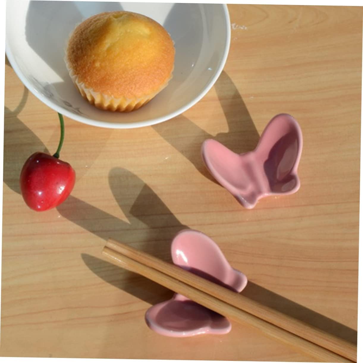 MRKU Repose-Baguettes, Support pour Baguettes de Restaurant, Lot de 4, Rose, Coussin de Bureau