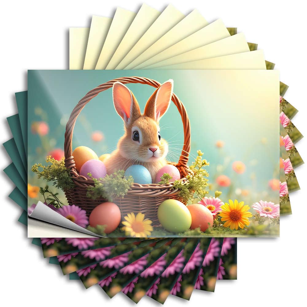 Funny Sticker Funny Office Decor Vinyl Sticker | Easter Bunny with Colorful Eggs in A Basket. Heavy for Colorful Use(6X9CM)