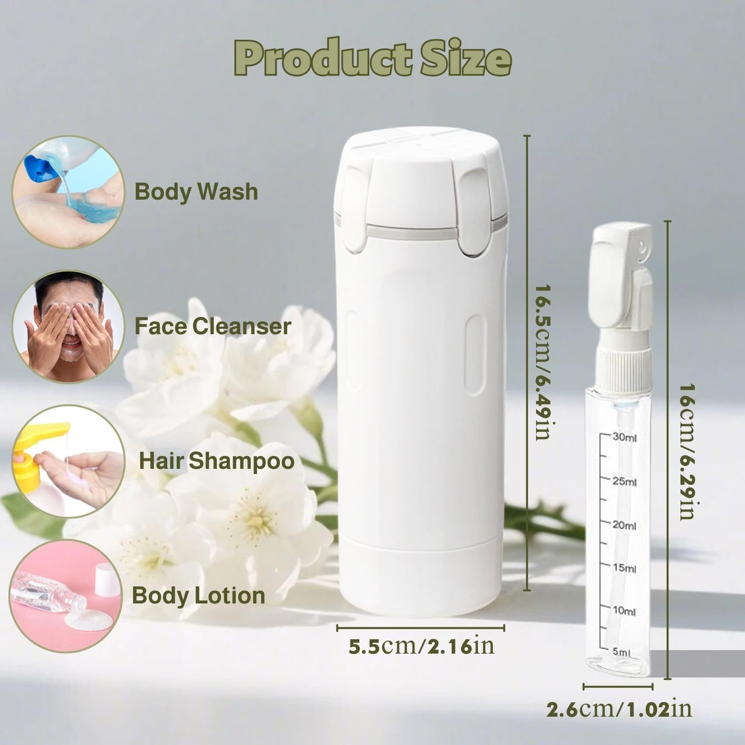 4 in 1 Bottiglie Dispenser da Viaggio Ricaricabili, Flaconi da Viaggio da Riempire, Bottiglie Dispenser da Viaggio Riutilizzabili e Ricaricabili, Contenitori da Viaggio per Shampoo, Crema, Balsamo