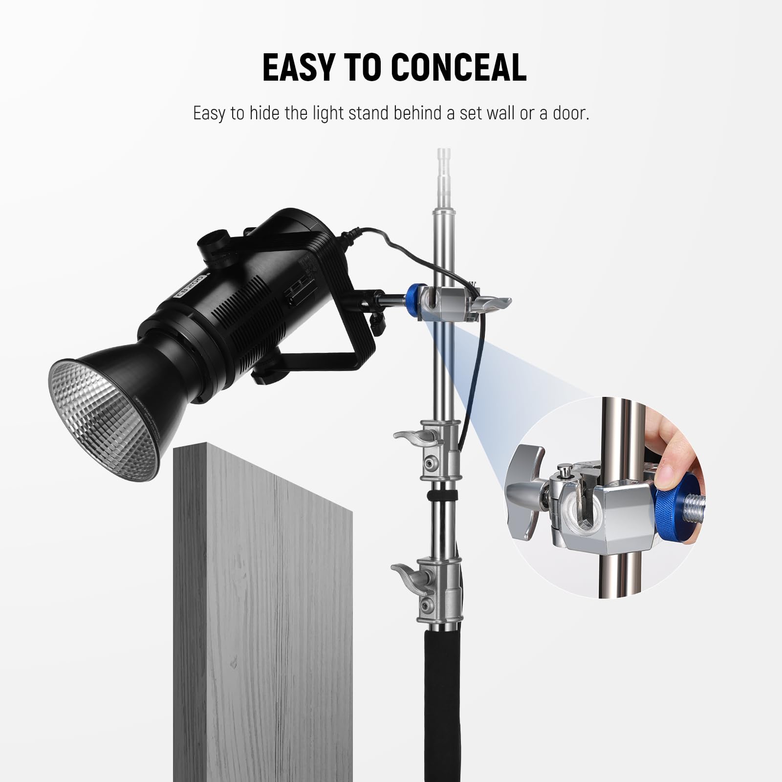 NEEWER Abrazadera 3 Vías con 105mm 5/8" Baby Pin Stud para 25-35mm Tubo Soporte C Brazo Boom Agarre Soporte de Luz Fotografía, Acero Inoxidable para Flash Luz Vídeo LED, Carga MAX. 22lb/10kg, UA045