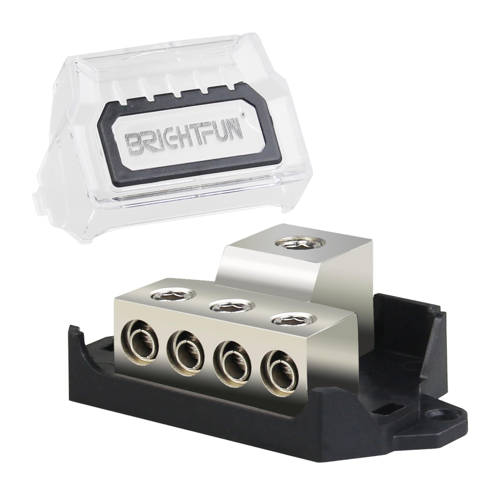 BRIGHTFUN Power Distribution Block, 0 AWG Input / 3X 4 AWG Outputs, Amp Power Ground Distributor, Car Audio Amplifier Splitter, 1 Pack