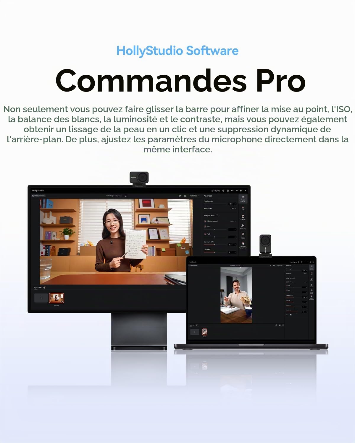 Hollyland Lyra Caméra Web UHD 4K pour PC/Mac, Capteur 1/1.5", Cadrage Automatique, PDAF, HDR - pour Streaming Live, Appels Vidéo & Jeu - Compatible avec Zoom, Teams, Twitch (avec Micro Lark A1)