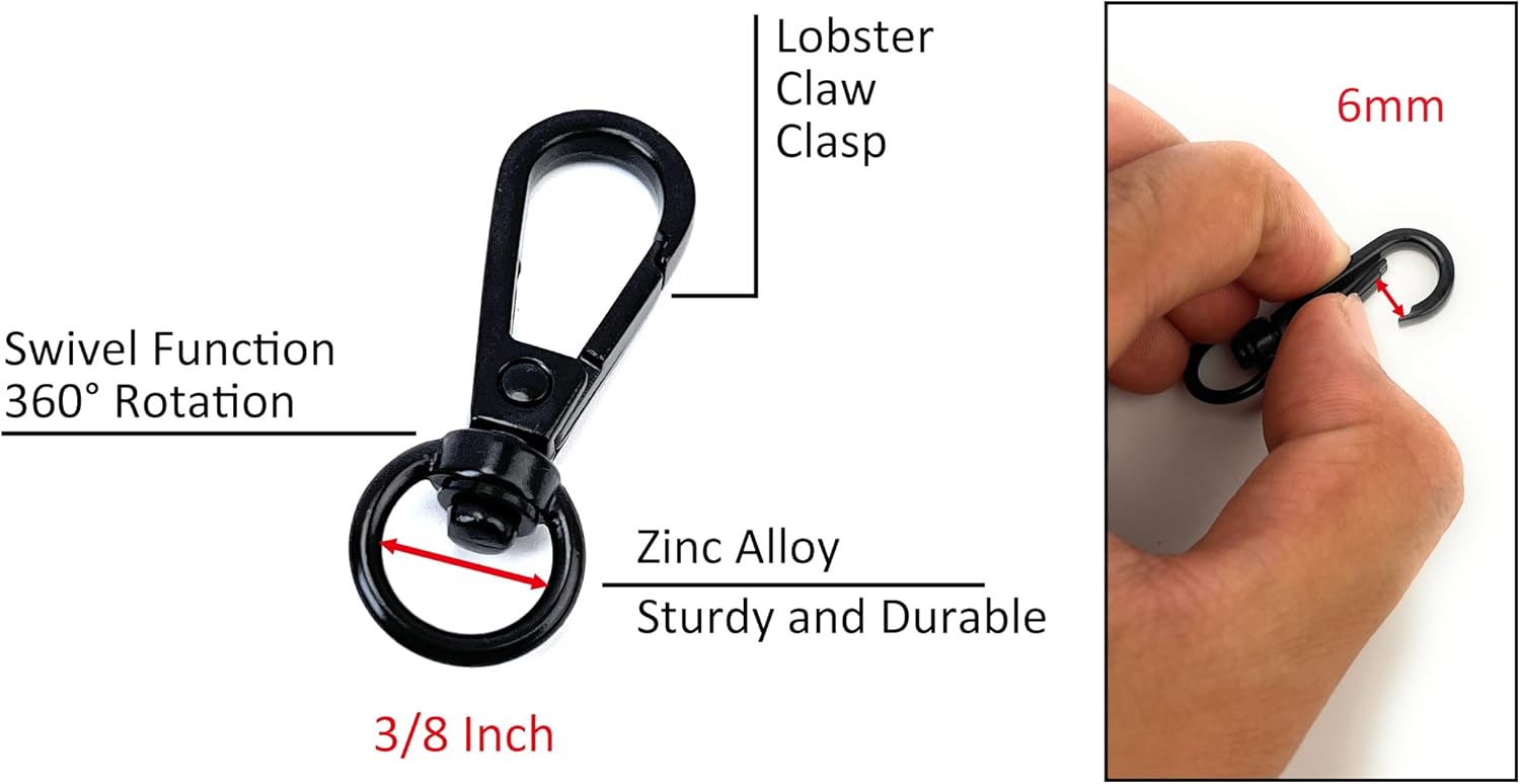 10 Pcs Heavy Duty Swivel Clips with Round Tail D Ring Lobster Claw Clasps Trigger Snap Hooks - Image 2