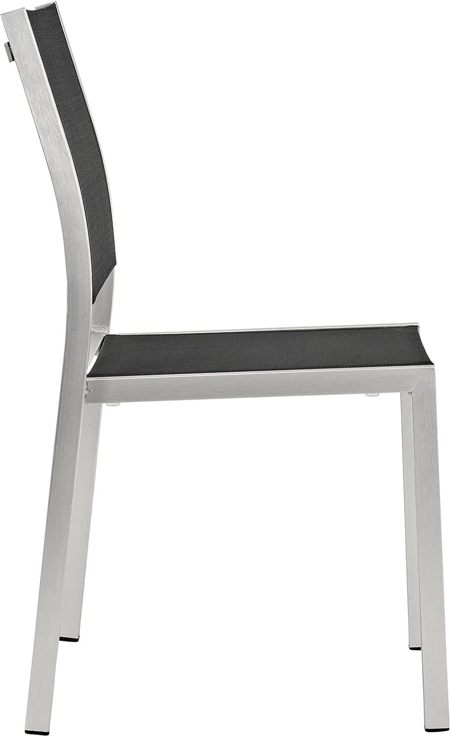 Modway Shore Aluminum Mesh Outdoor Patio Dining Accent Side Chair in Silver Black