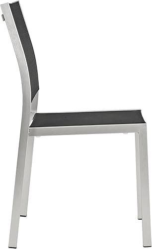 Miniatura 3 de Juego de sofá modular de aluminio Modway, de color plata y beige, para playa, exteriores, patio, juego de 3 unidades, PlateadoNegro