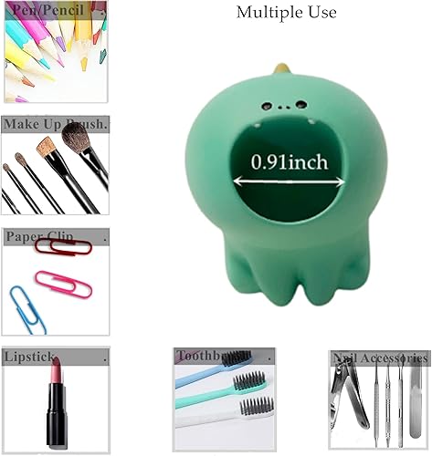 Miniatura 3 de Lindo soporte para lápices de bolígrafo pequeño, de resina kawaii, gato, perro, dinosaurio, conejo, animal, clip de papel, cepillo de dientes, mini