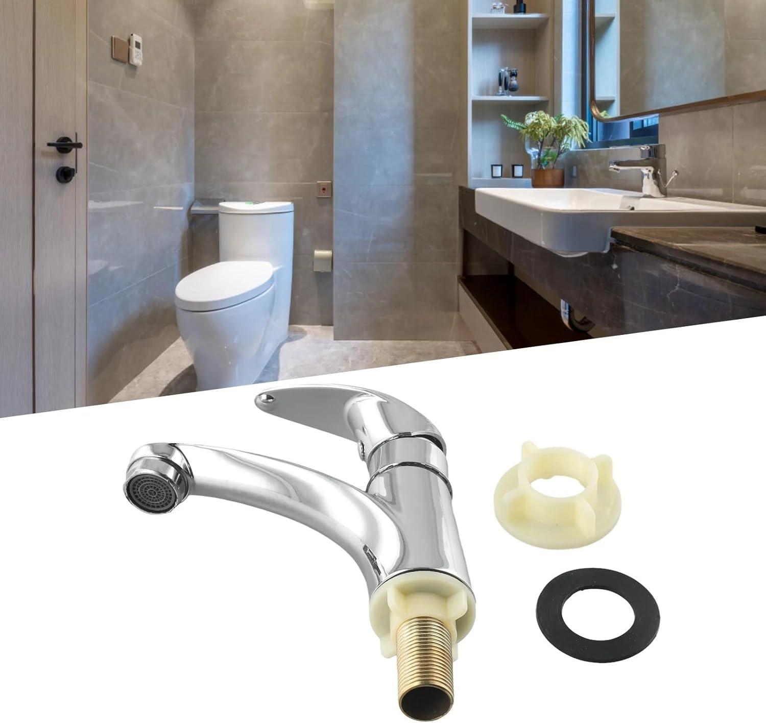 High-Shine Chrome Single-Cold Bathroom Sink Tap, Ergonomic Single-Lever Deck-Mounted Vanity Faucet