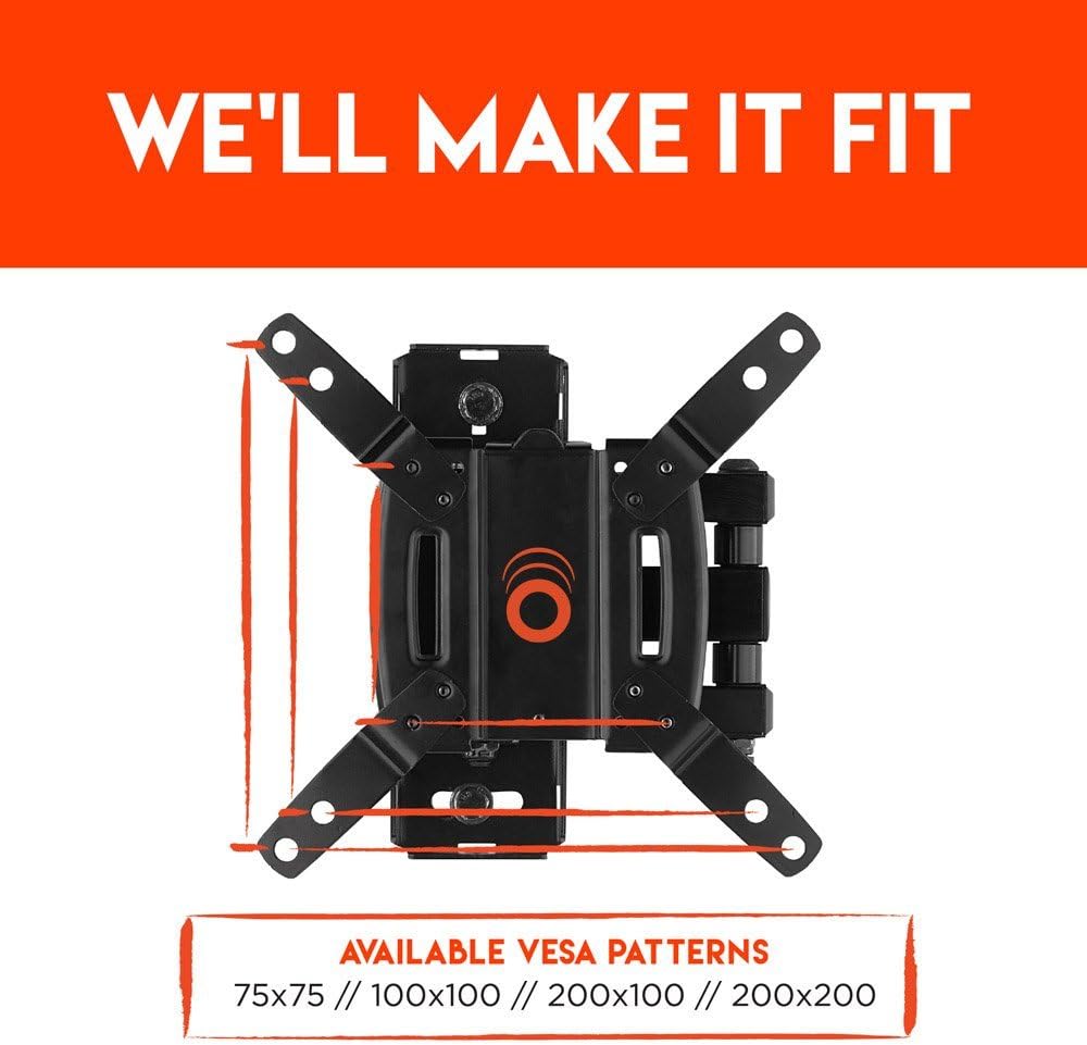 ECHOGEAR Full Motion Articulating TV Wall Mount Bracket for Most 15-39 inch TVs & Computer Monitors Featuring 10.5" of Extension, 90º of Swivel, & 16º of Tilt - EGSF1-BK