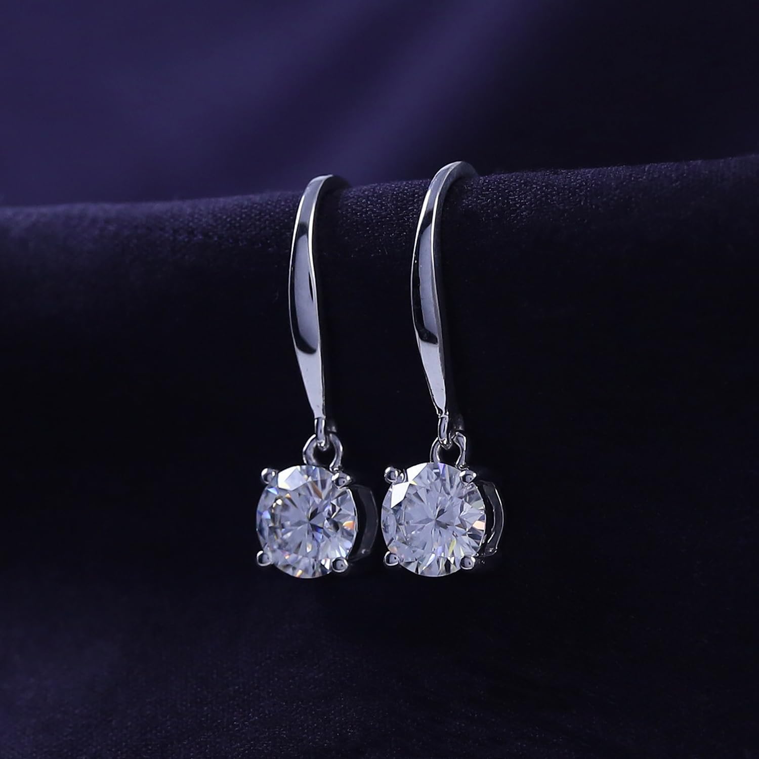 2-4CT Moissanite Dangle Earrings, D Color Ideal Cut Lab Created Moissanite Diamond 925 Sterling Silver 4 Prong Earrings for Women - Image 4