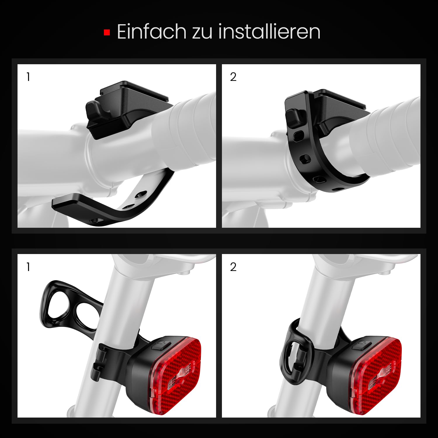 KCCYB Fahrradlicht Set,StVZO Zugelassen Vorne und Rücklicht,IPX5 Wasserdicht Fahrradlichter mit intelligentem Bremslicht,Wiederaufladbares Fahrradlampe für Nachtfahrten