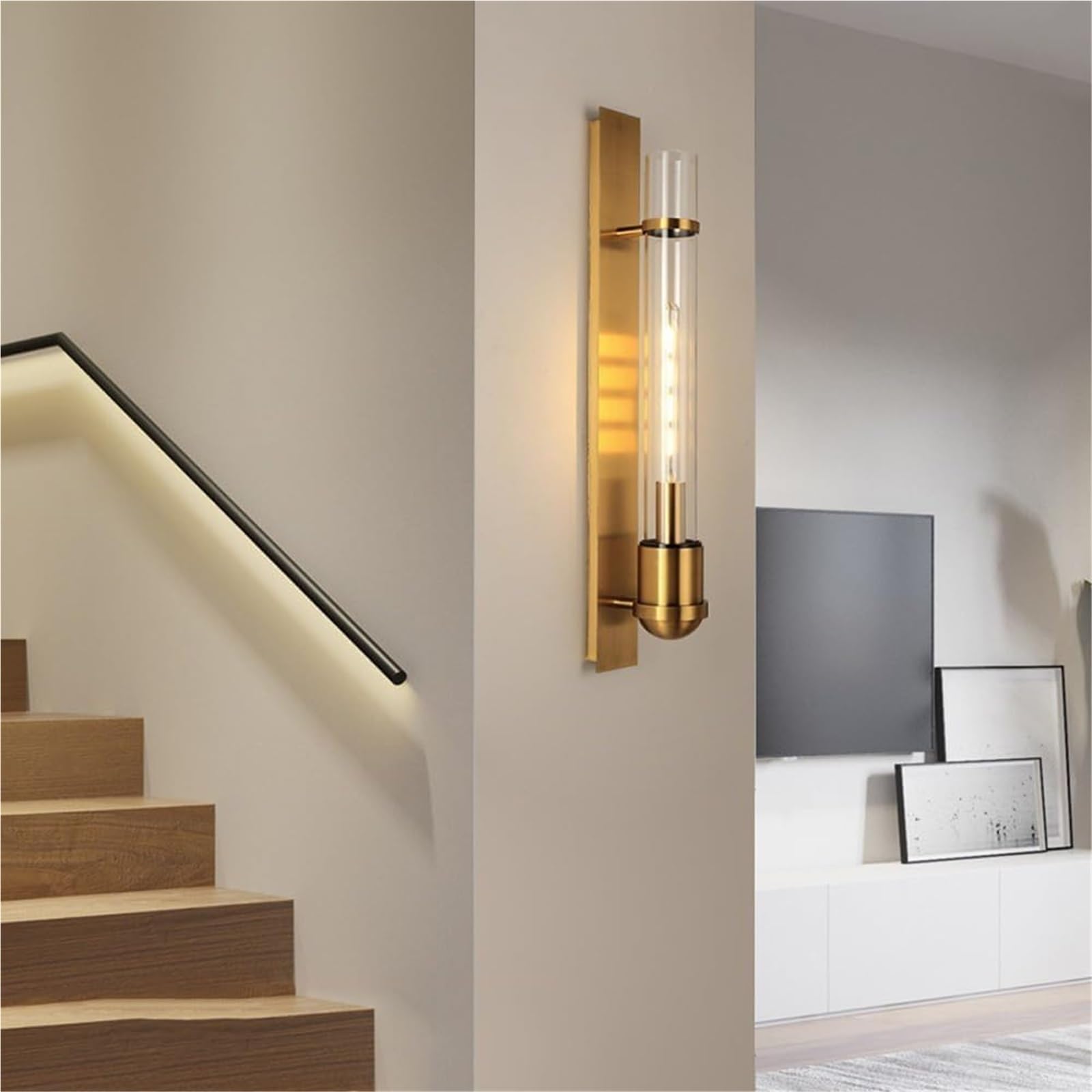 Barra Luminosa lineare in Vetro Mid Century da 23,6", luci da Parete per Interni a LED, lampade da Bagno Lunghe e antiche, Lampada da Montare nel corridoio in Stile Fattoria per l'illuminazi