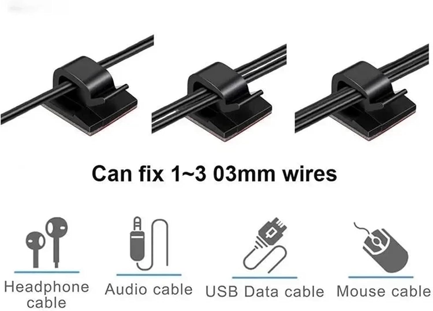 Cable Management Clips 100Pcs Cable Organizer Clips for TV PC Ethernet(Transparent)