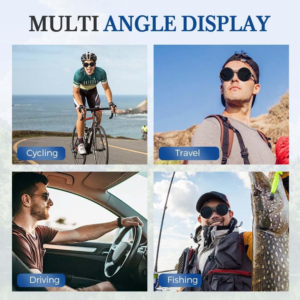 Moonboat Adjustable Tint Rounded Polarized Lenses Retro Sunglasses, Round Fashion Mirrored Single Lens, for Driving & Beach