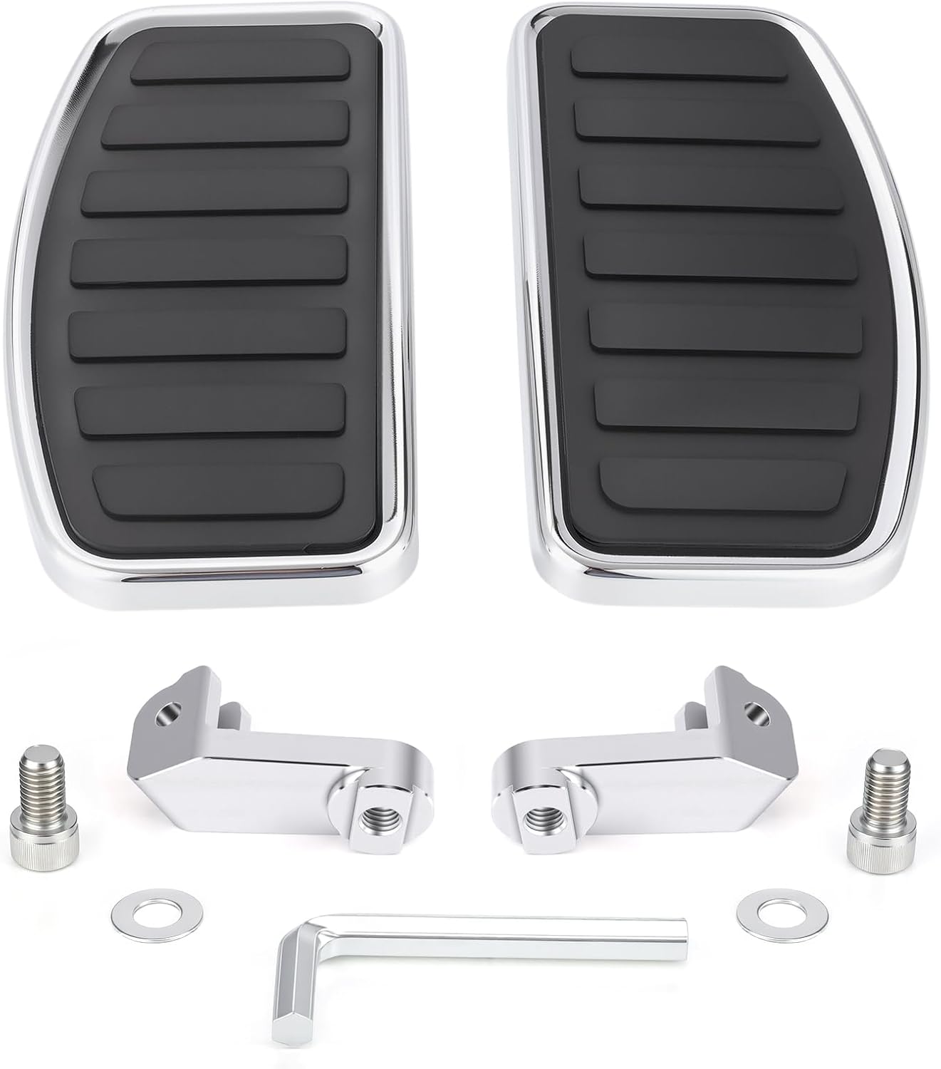 Floorboards Front Footpegs for Harley Softail 2018-2024 Breakout Deluxe Fat Bob Fat Boy Heritage Low Rider Slim Street Bob Sport Glide Wide Rider Anti-Slip Highway Pegs (Chrome)