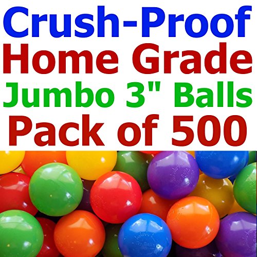 My Balls by CMS Pack of 500 pcs 3'' Crush-Proof Non-PVC Phthalate Free BPA Free PE Plastic Ball Pit Balls in 5 Colors - Guaranteed Crush-Proof (for Home Use Only)