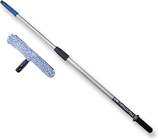 Profi Set Teleskopstange + Kombi Fensterwischer & Abzieher (je 35 cm) von LEWI | für mittelgroße Fenster & Ecken + Stange (2x60 cm) für höher gelegene Stellen | inkl. Gratisprobe Glasreiniger