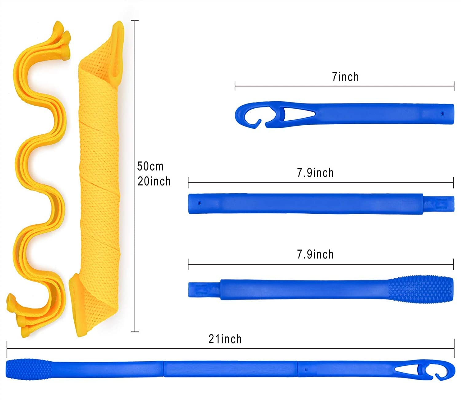 48 Stück hitzefreie, spiralförmige und gewellte Lockenwickler, zwei Stile (50,8 cm), hitzefreie Lockenwickler mit 4 Styling-Haken für Frauen und Mädchen, mittlere oder lange Haare (50,8 cm)