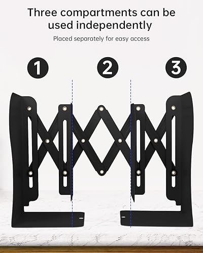Miniatura 4 de Sujetalibros ajustables, extremos de libros de metal para estantes, libro pesado, organizador de archivos de revistas de escritorio para el hogar,