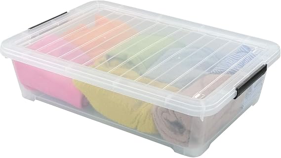 3-Pack Clear Plastic Under Bed Storage Box Container, 40 Quart