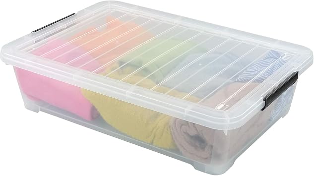 3-Pack Clear Plastic Under Bed Storage Box Container, 40 Quart