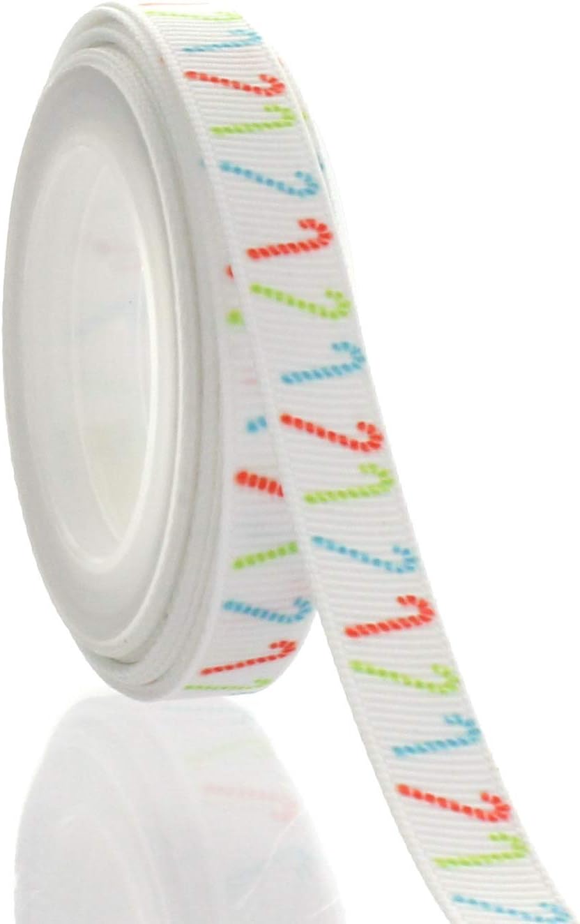 3/8" Colorful Candy Canes Grosgrain Ribbon 100yd