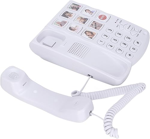 Miniatura 7 de Teléfono con botón grande, imágenes reemplazables con cable, número prealmacenado, para personas mayores con poca memoria