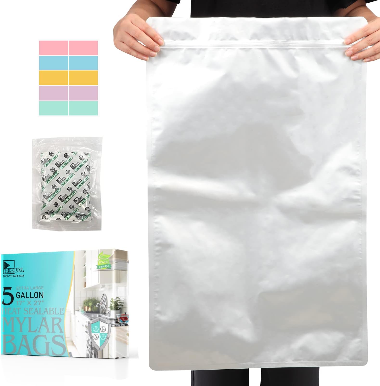 12 PCS 5 Gallon Mylar Bags For Food Storage With 12 Single Sealed 3000CC Oxygen - View #8