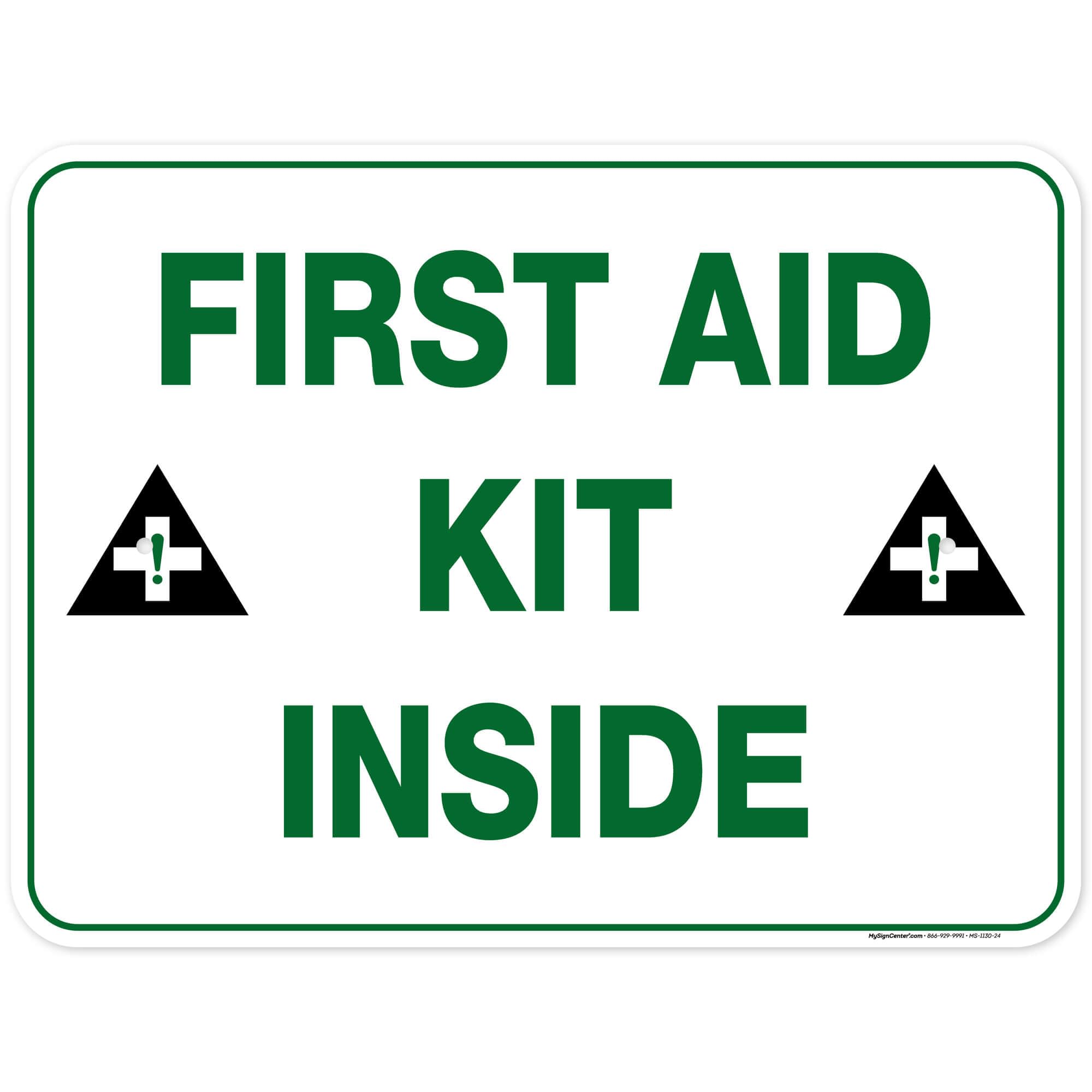 First Aid Kit Inside Sign, 18x24 Inches, 55 mil thick HDPE (high density