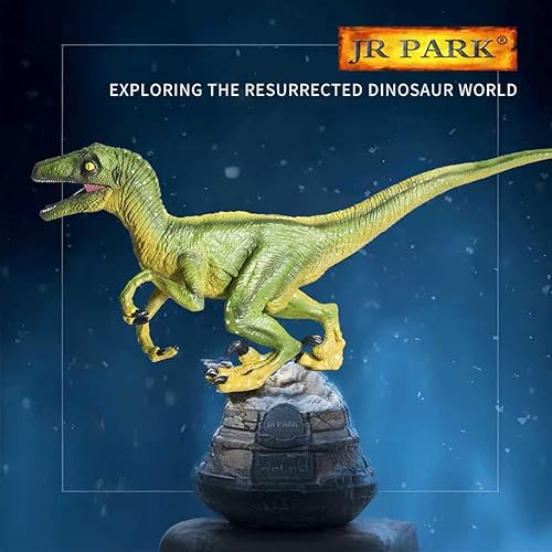 Miniatura 8 de JR PARK 2 juguetes de dinosaurio, figura de acción de dinosaurio verde de velociraptor grande de 15.5 pulgadas, juguetes de dinosaurios realistas,