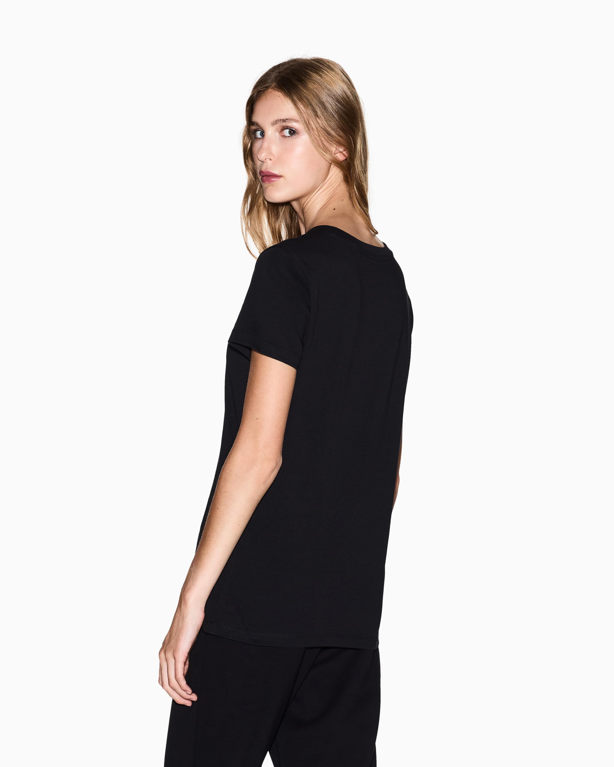 Armani Exchange Damen Short Sleeve Front Strassed Monogram T-Shirt