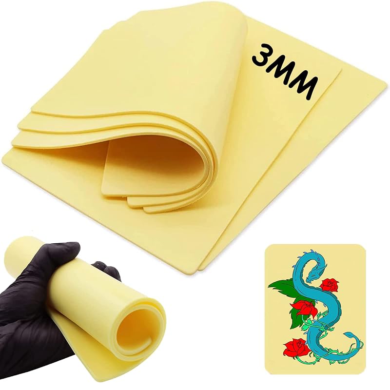TONBAO 5 películas de silicone para prática de tatuagem, 3 mm, dupla face, 20,32 x 30,48 cm, modelo DTA-451A-5pcs