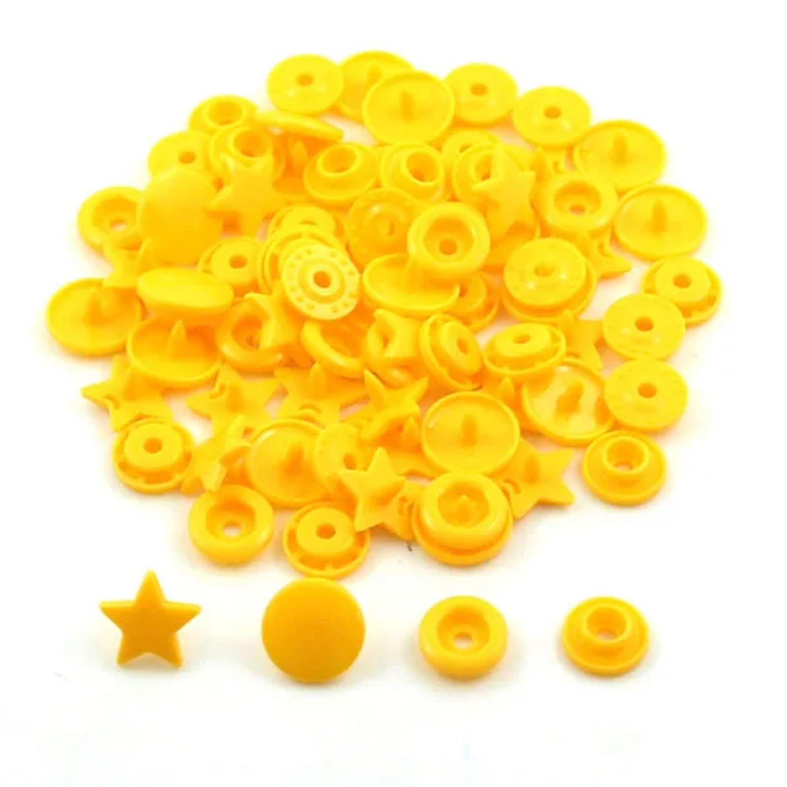 Press Studs Snap 200Sets KAM Star/Heart Snap Button T5 Plastic Decorative Buttons for Clothes Press Studs Fasteners Garment Accessories 15Colors(B10 Star)