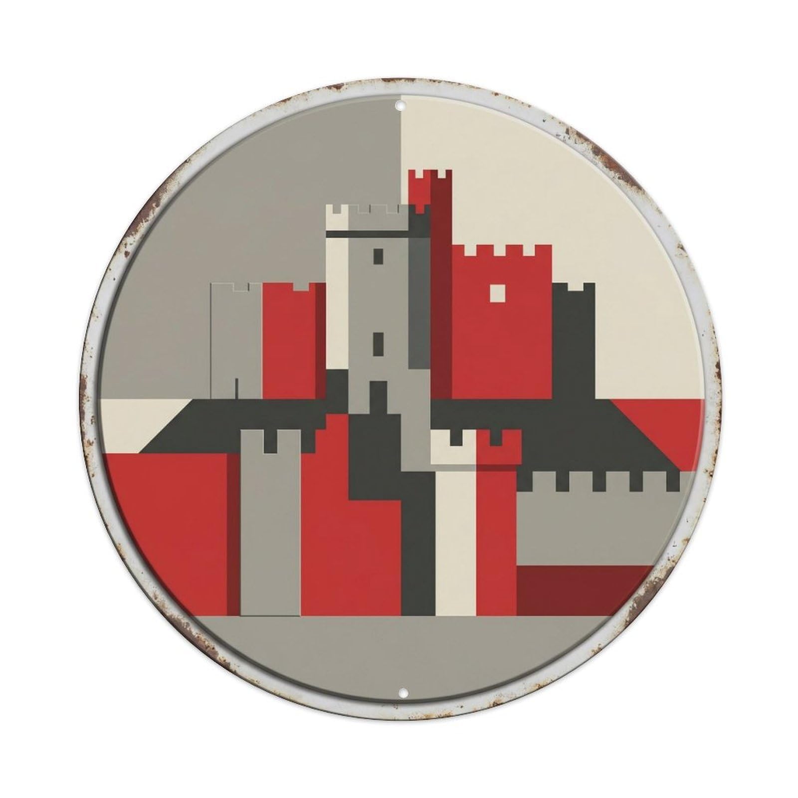 Cardiff Layered Castle Travel Vintage Metal Tin Sign Plaque Wall Decor for Cafe, Club, Garden Round Metal Poster 8x8Inch