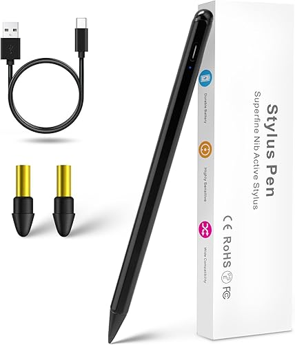 Lápiz capacitivo para iPad de 1098 generación de 10.2 pulgadas con rechazo de palma, carga tipo C de 0.059 in, punta POM, bolígrafo de dibujo