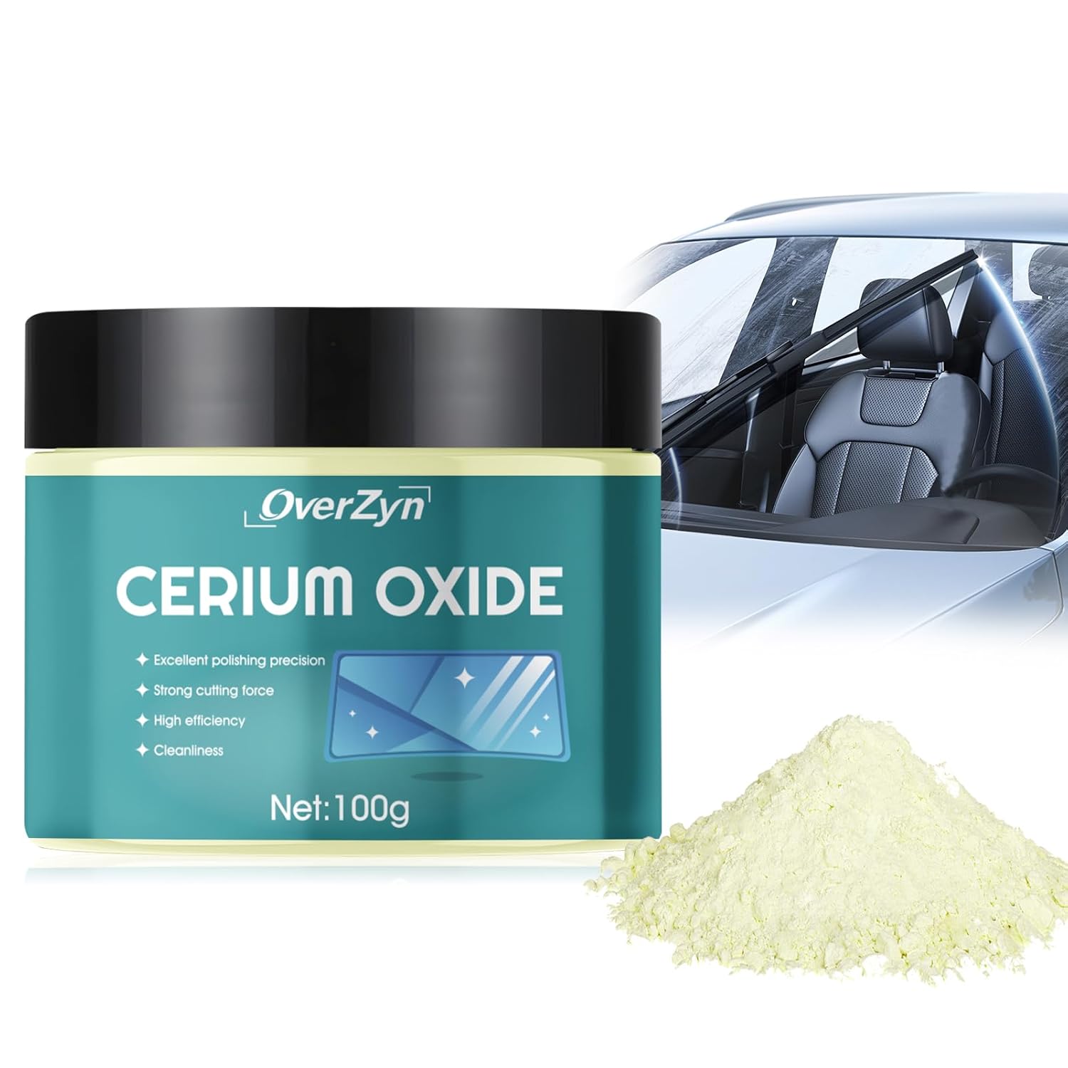 Cerium Oxide, Cerium Oxide Glass Scratch Remover High Purity and Efficiency Quickly Remove Scratches Long Service Life Restore Clarity for Glass Mirrors Jewelry Ceramics and Metal, 3.53 Oz