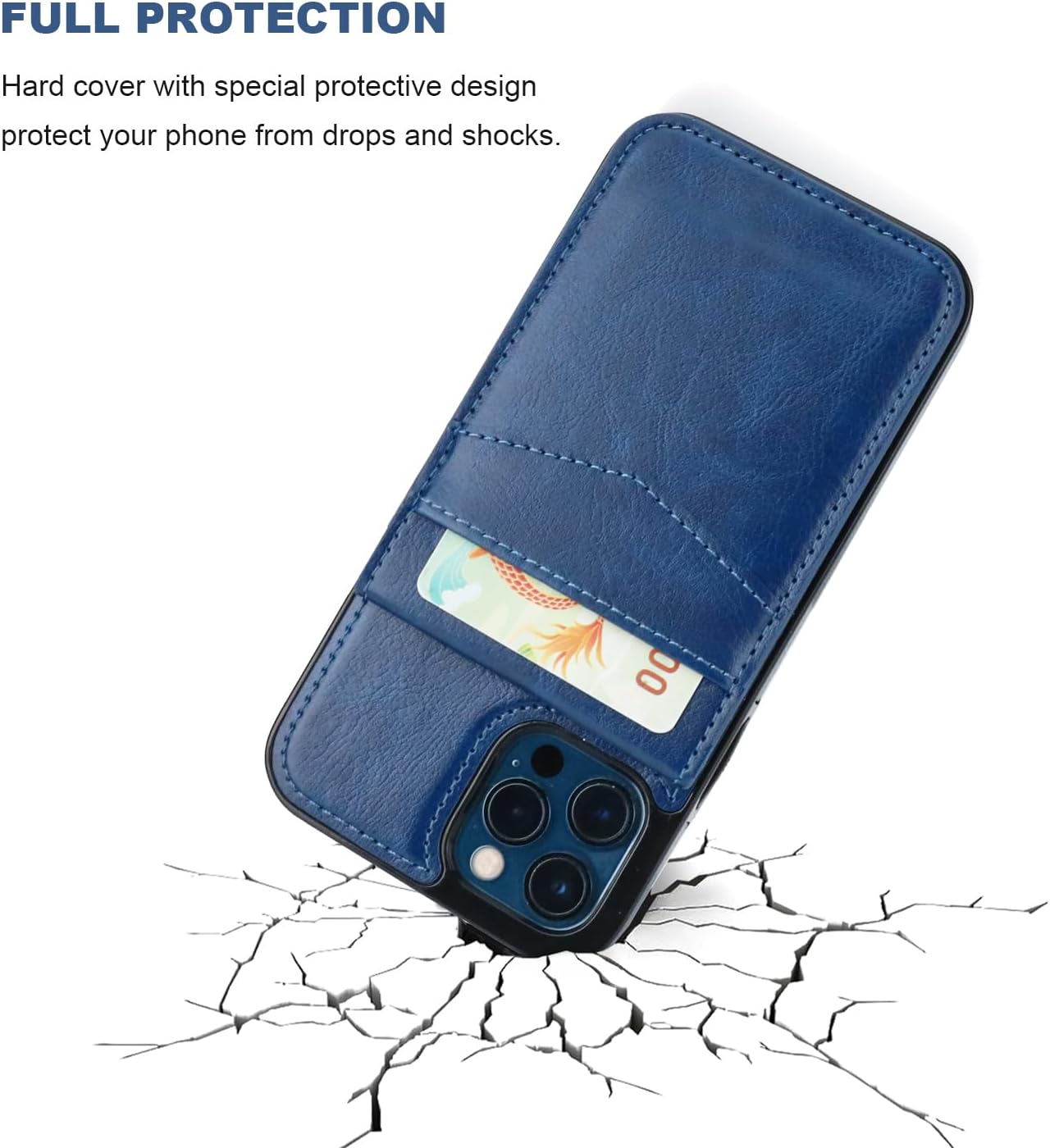 KIHUWEY for iPhone 12 Case Wallet Compatible with MagSafe Wireless Charging, Credit Card Holder, RFID Flip Leather Magnetic Clasp Kickstand Heavy Duty Protective Cover 6.1 Inch (Blue)